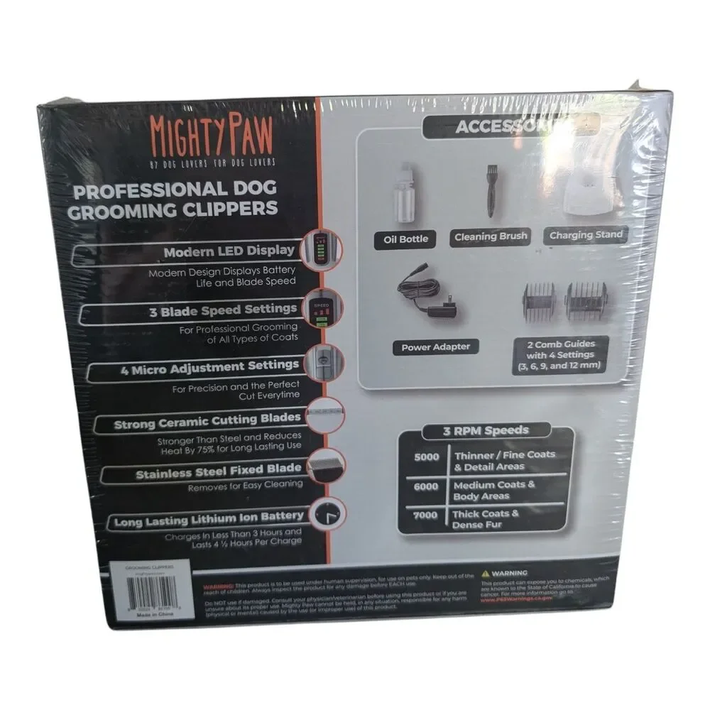 Mighty Paw Professional Dog Clippers Premium Grade Dog Grooming Kit 3 Speeds New